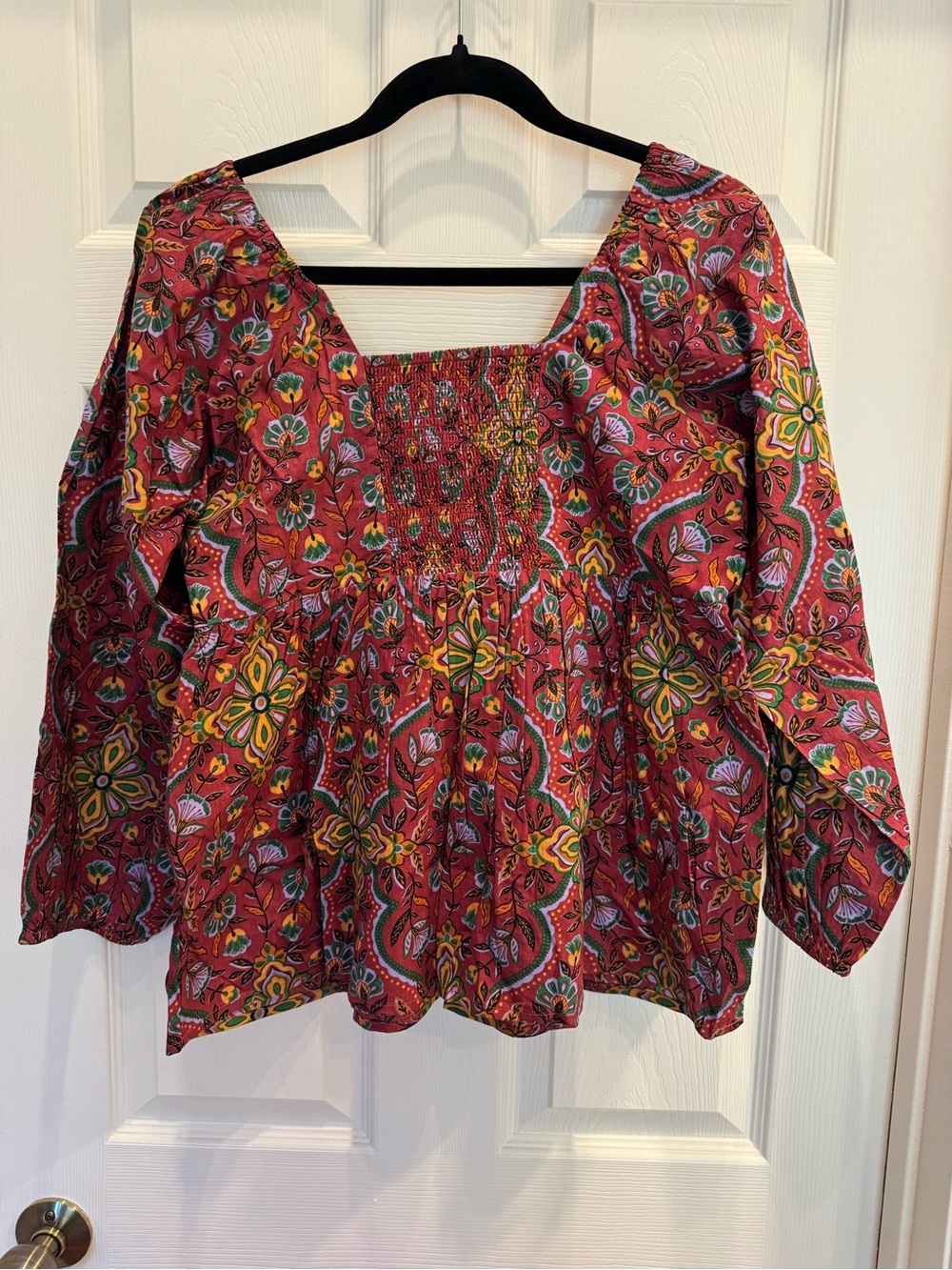 Printfresh NWT Jasmine Top Red Floral Paisley Boho Peasant 100% cotton - Picture 2 of 5